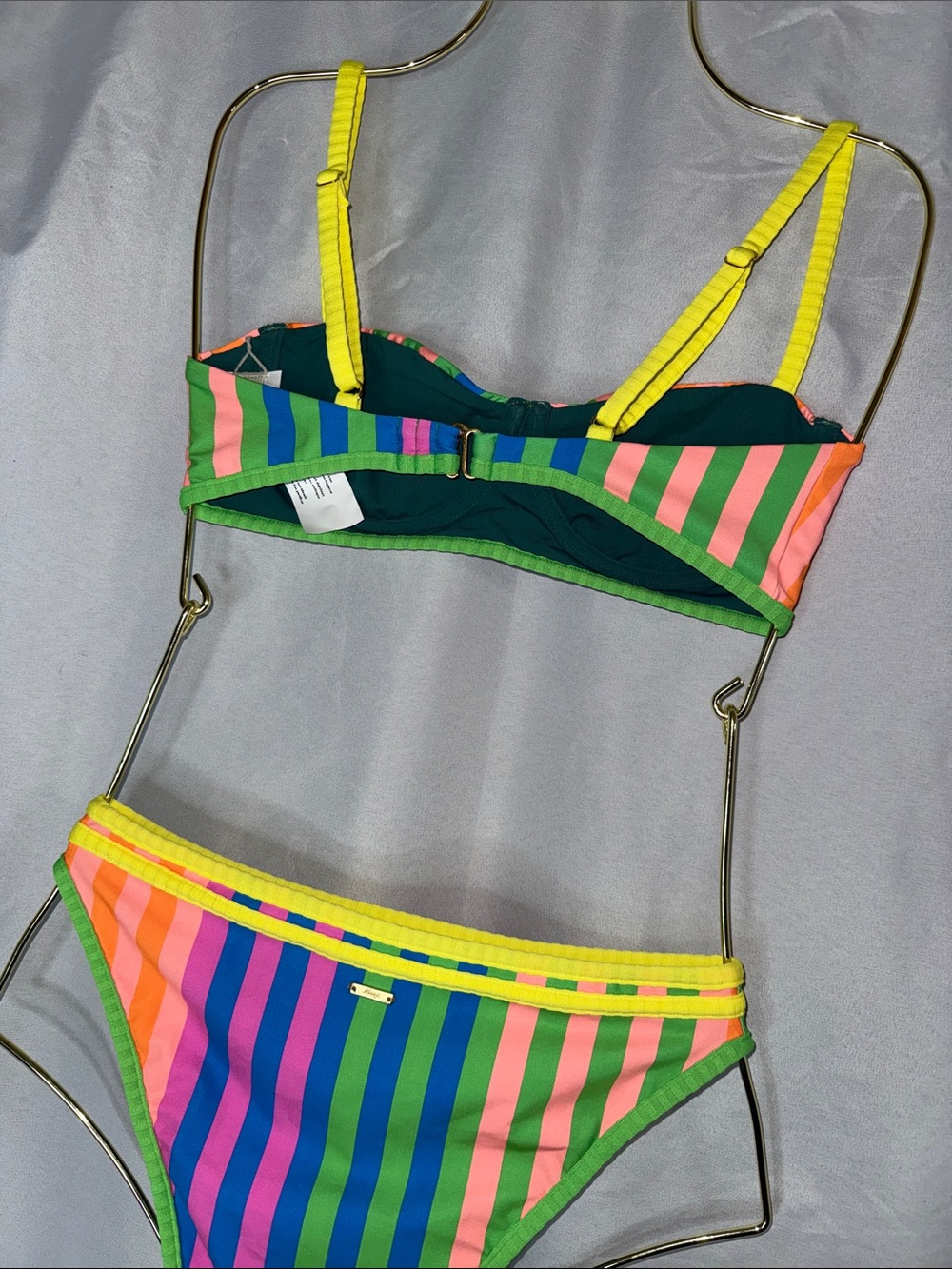 Maaji Rainbow Stripe Underwire Bikini Set Made in Columbia REVERSIBLE - Picture 2 of 7